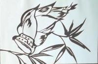 D26020142〇伊勢型紙 手彫り 筍 竹の子 立夏  アート 伝統和紙工芸 貼り絵 切り絵 昭和レトロ インテリア〇和本古書古文書