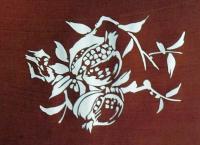 D26020144〇伊勢型紙 手彫り ザクロ 柘榴 秋の風物詩 アート 伝統和紙工芸 貼り絵 切り絵 昭和レトロ インテリア〇和本古書古文書