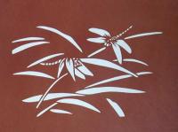 D26020146〇伊勢型紙 手彫り トンボ 蜻蛉 アート 伝統和紙工芸 貼り絵 切り絵 昭和レトロ インテリア〇和本古書古文書