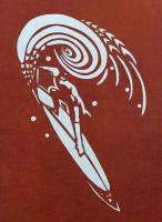 D26020148〇伊勢型紙 手彫り サーフィン 波乗り サーフボード アート 伝統和紙工芸 貼り絵 切り絵 昭和レトロ インテリア〇和本古書古文書