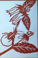 D26020153〇伊勢型紙 手彫り 蛍 ホタル ホタル草 アート 伝統和紙工芸 貼り絵 切り絵 昭和レトロ インテリア〇和本古書古文書