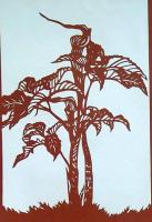 D26020158〇伊勢型紙 手彫り ウド 野菜 アート 伝統和紙工芸 貼り絵 切り絵 昭和レトロ インテリア〇和本古書古文書