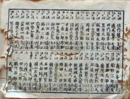 D26022106〇一枚刷り 和紙木版 江戸自慢  鎌倉英雄鑑２ 佐竹 梶原 　ことば遊び しゃれ なぞ 判じ絵 見立番付 江戸末期〇和本古書古文書
