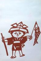 D26020165〇伊勢型紙 手彫り ５月 鯉のぼり 端午の節句 戦前昭和世代子供の年中行事 アート 伝統和紙工芸 貼り絵 切り絵 昭和レトロ インテリア〇和本古書古文書