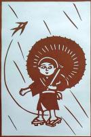 D26020166〇伊勢型紙 手彫り ６月 梅雨の季節 ツバメ 戦前昭和世代子供の年中行事 アート 伝統和紙工芸 貼り絵 切り絵 昭和レトロ インテリア〇和本古書古文書