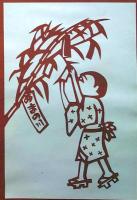 D26020167〇伊勢型紙 手彫り ７月 七夕  戦前昭和世代子供の年中行事 アート 伝統和紙工芸 貼り絵 切り絵 昭和レトロ インテリア〇和本古書古文書