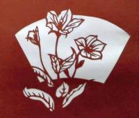 D26020191〇伊勢型紙 手彫り 桔梗の花 秋の風物詩 アート 伝統和紙工芸 貼り絵 切り絵 昭和レトロ インテリア〇和本古書古文書