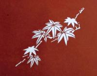 D26020199〇伊勢型紙 手彫り 紅葉 モミジ カエデ アート 伝統和紙工芸 貼り絵 切り絵 昭和レトロ インテリア〇和本古書古文書