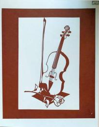 D26020249〇伊勢型紙 手彫り バイオリン 薔薇 アート 伝統和紙工芸 貼り絵 切り絵 昭和レトロ インテリア〇和本古書古文書