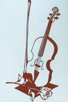 D26020249〇伊勢型紙 手彫り バイオリン 薔薇 アート 伝統和紙工芸 貼り絵 切り絵 昭和レトロ インテリア〇和本古書古文書