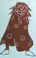 D26020252〇伊勢型紙 手彫り 獅子舞 シシマイ アート 伝統和紙工芸 貼り絵 切り絵 昭和レトロ インテリア〇和本古書古文書