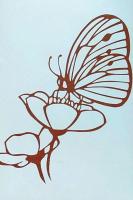 D26020257〇伊勢型紙 手彫り 花の蜜を吸う蝶 アート 伝統和紙工芸 貼り絵 切り絵 昭和レトロ インテリア〇和本古書古文書