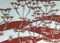 D26020264〇伊勢型紙 手彫り 秋 女郎花 おみなえし アート 伝統和紙工芸 貼り絵 切り絵 昭和レトロ インテリア〇和本古書古文書