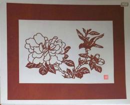 D26020270〇伊勢型紙 手彫り 椿 ツバキ アート 伝統和紙工芸 貼り絵 切り絵 昭和レトロ インテリア〇和本古書古文書