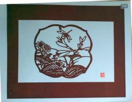 D26020276〇伊勢型紙 手彫り トンボ 草木花 アート 伝統和紙工芸 貼り絵 切り絵 昭和レトロ インテリア〇和本古書古文書