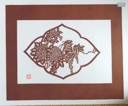 D26020277〇伊勢型紙 手彫り 草木花 アート 伝統和紙工芸 貼り絵 切り絵 昭和レトロ インテリア〇和本古書古文書