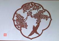 D26020278〇伊勢型紙 手彫り 小鳥 草木花 アート 伝統和紙工芸 貼り絵 切り絵 昭和レトロ インテリア〇和本古書古文書