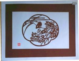 D26020280〇伊勢型紙 手彫り カワセミ 翡翠 草木花 アート 伝統和紙工芸 貼り絵 切り絵 昭和レトロ インテリア〇和本古書古文書