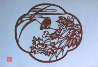 D26020280〇伊勢型紙 手彫り カワセミ 翡翠 草木花 アート 伝統和紙工芸 貼り絵 切り絵 昭和レトロ インテリア〇和本古書古文書