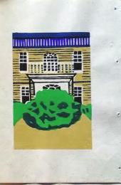 D260131E07〇彩色木版画 忙散亭図会 佐渡風流 古い学校  高尾亮一著画刻 昭和５３年〇和本古書古文書