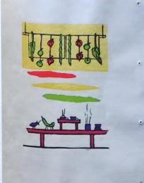 D260131E11〇彩色木版画 忙散亭図会 佐渡風流 精霊棚 高尾亮一著画刻 昭和５３年〇和本古書古文書