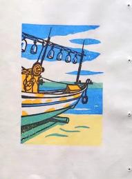 D260131E14〇彩色木版画 忙散亭図会 佐渡風流 いかつり船 高尾亮一著画刻 昭和５３年〇和本古書古文書