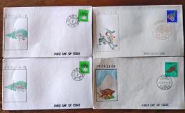 D26030002〇彩色木版画 初日カバー４枚   イノシシ 龍 国土緑化 ２枚 茨城石岡高浜 広瀬栄一 昭和年代〇和本古書古文書