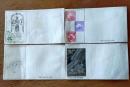 D26030004〇彩色木版画 初日カバー４枚   郵便切手 石仏 燕子花 キャラクター 茨城石岡高浜 広瀬栄一 昭和年代〇和本古書古文書