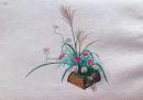 D26030652〇彩色石版画  芒にコスモス  盛花 西洋花 生花図譜  華道 生花 解説付き 昭和年代〇和本古書古文書