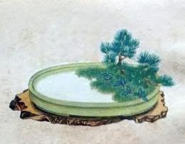 D26030658〇彩色石版画  小松に藪柑子・日蔭蔓  盛花 西洋花 生花図譜  華道 生花 解説付き 昭和年代〇和本古書古文書