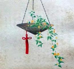 D26030666〇彩色石版画  山吹  盛花 西洋花 生花図譜  華道 生花 解説付き 昭和年代〇和本古書古文書