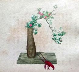 D26030674〇彩色石版画   皐月躑躅 盛花 西洋花 生花図譜  華道 生花 解説付き 昭和年代〇和本古書古文書