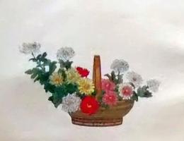 D26030692〇彩色石版画  菊　４種  盛花 西洋花 生花図譜  華道 生花 解説付き 昭和年代〇和本古書古文書
