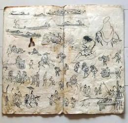 D26041905〇まくり 張交絵 貼込 肉筆直筆 江戸末期〇和本古書古文書