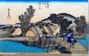 D26020005〇彩色木版画 ハガキサイズ 刷り状態良 東海道五十三次 保土ヶ谷宿 保永堂版 広重 題名英文併記 複刻明治３９年〇和本古書古文書
