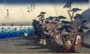 D26020009〇彩色木版画 ハガキサイズ 刷り状態良 東海道五十三次 大磯宿 保永堂版 広重 題名英文併記 複刻明治３９年〇和本古書古文書