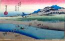 D26020010〇彩色木版画 ハガキサイズ 刷り状態良 東海道五十三次 小田原宿 保永堂版 広重 題名英文併記 複刻明治３９年〇和本古書古文書	