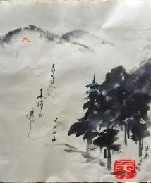 D20050702〇手彩色肉筆画 俳画　陣屋米寿翁 昭和年代〇和本古書古文書