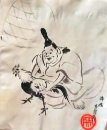 D20050711〇手彩色肉筆画 俳画　陣屋米寿翁 昭和年代〇和本古書古文書	