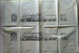 D26050801〇青焼図面 鉄道  蒸気機関車 ２台 昭和年代〇和本古書古文書