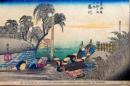 D26020038〇彩色木版画 ハガキサイズ 刷り状態良 東海道五十三次 藤川宿 保永堂版 広重 題名英文併記 複刻明治３９年〇和本古書古文書