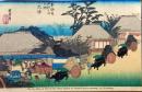 D26020054〇彩色木版画 ハガキサイズ 刷り状態良 東海道五十三次 大津宿 保永堂版 広重 題名英文併記 複刻明治３９年〇和本古書古文書
