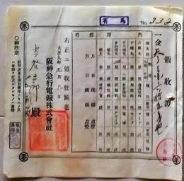 D26051517〇鉄道資料 阪神急行電鉄株式会社 領収書 大正９年〇和本古書古文書