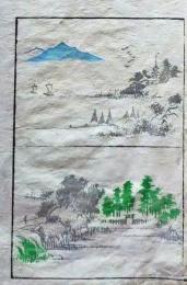 D26051920〇一枚摺物 彩色木版画  日本の風景  蕙斎麁画５巻抜粋〇和本古書古文書