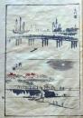 D26051922〇一枚摺物 彩色木版画   隅田川 永代橋 蕙斎麁画５巻抜粋〇和本古書古文書