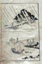 D26051931〇一枚摺物 彩色木版画  日本の風景  蕙斎麁画５巻抜粋〇和本古書古文書