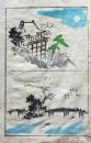 D26051932〇一枚摺物 彩色木版画  日本の風景  蕙斎麁画５巻抜粋〇和本古書古文書