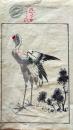 D26051939〇一枚摺物 彩色木版画  鶴  蕙斎麁画５巻抜粋〇和本古書古文書

