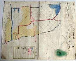 D26060504〇古地図 上屋村 手書彩色図 明治時代〇和本古書古文書
