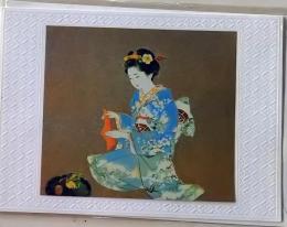 D26060411〇グリーティングカード クリスマスカード 美人画 昭和年代〇和本古書古文書